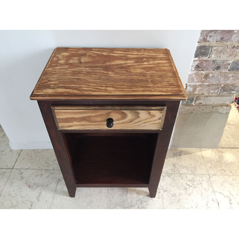 Small vintage bedside table with compass legs