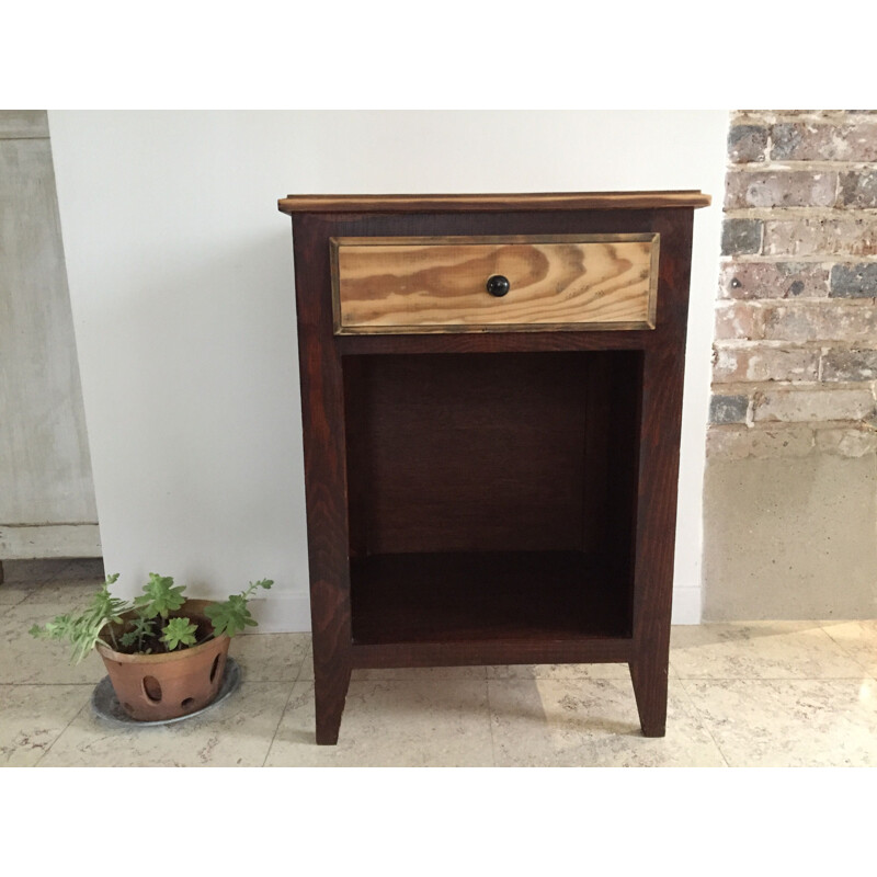 Small vintage bedside table with compass legs