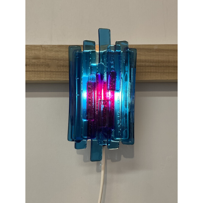 Vintage wall lamp in blue Murano glass 1950s