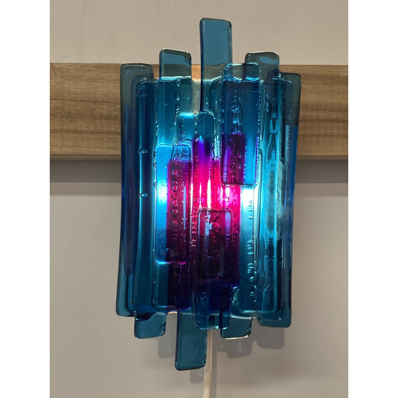 Vintage wall lamp in blue Murano glass 1950s
