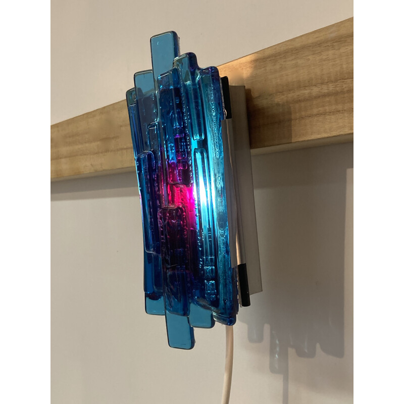 Vintage wall lamp in blue Murano glass 1950s