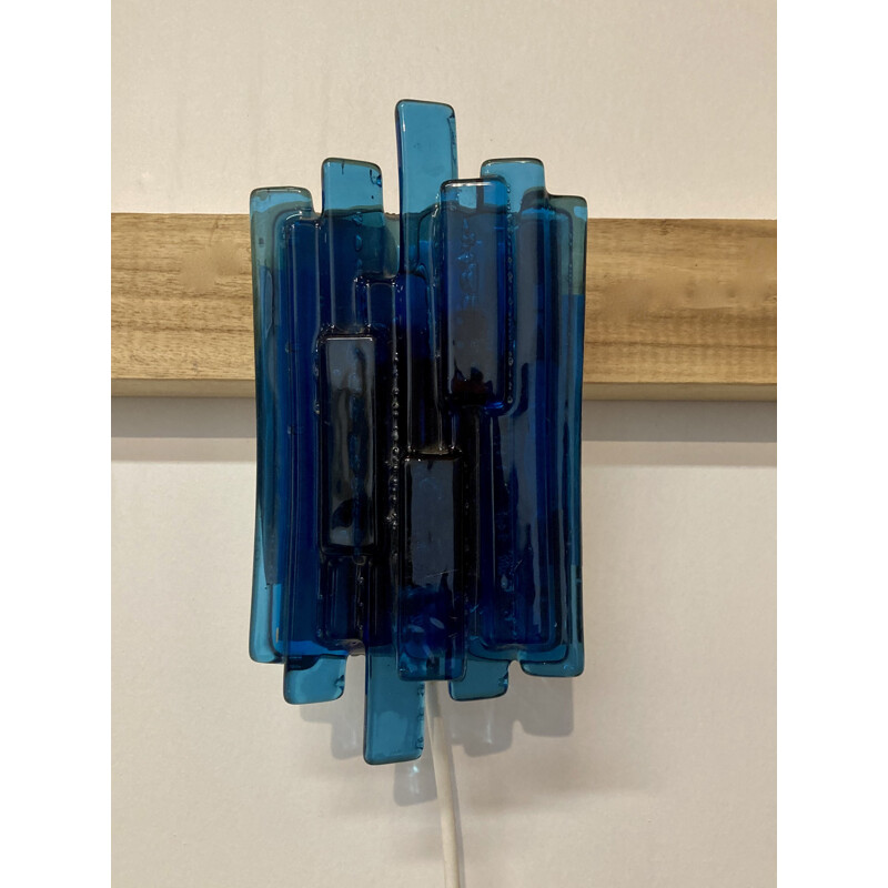 Vintage wall lamp in blue Murano glass 1950s