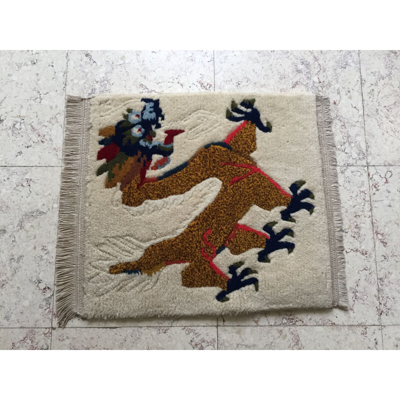 Vintage Gragon rug with Tibetan 1960s