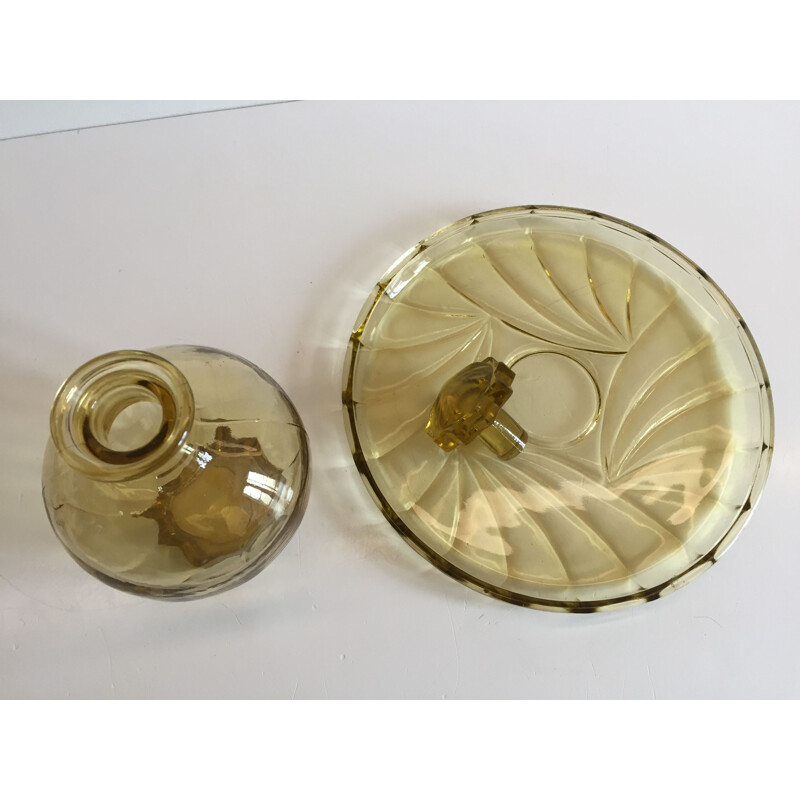 Vintage glass tray and its Art Deco decanter