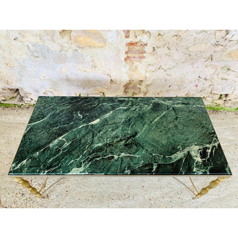 Table basse vintage en marbre vert 1950
