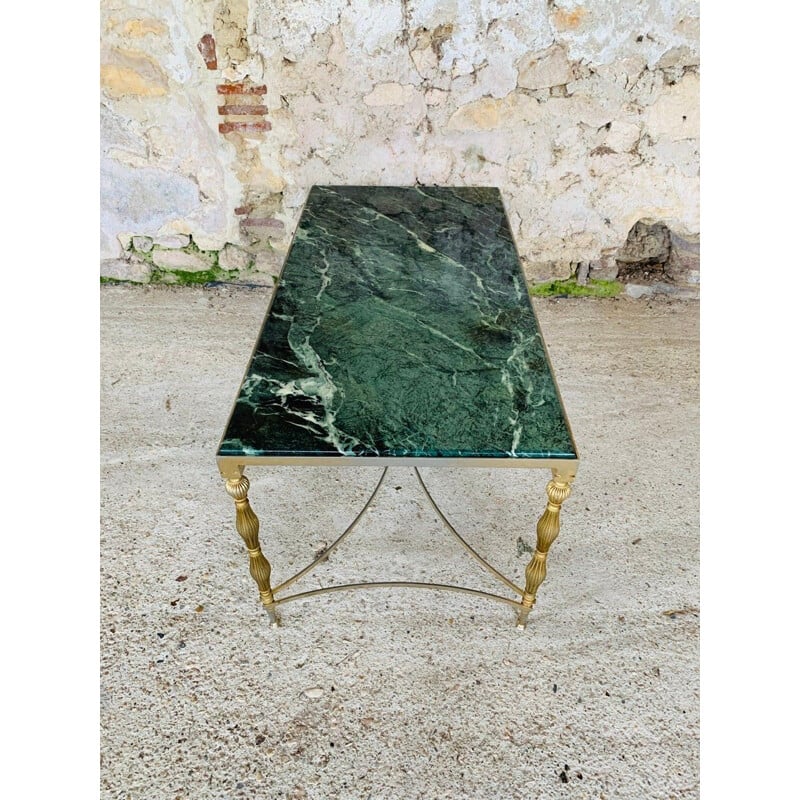 Table basse vintage en marbre vert 1950