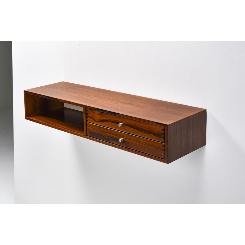 Lagre vintage wall console 132 in rosewood by Kai Kristiansen, Denmark 1950s