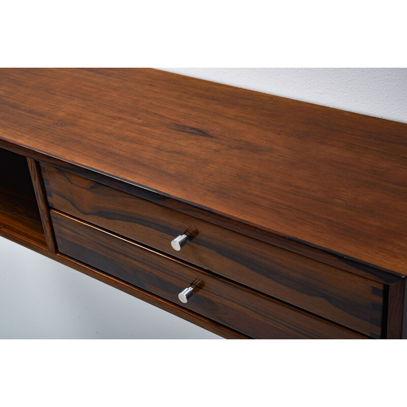 Lagre vintage wall console 132 in rosewood by Kai Kristiansen, Denmark 1950s