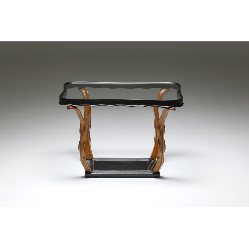 Vintage Art Deco occasional table with glass top by Paolo Buffa, Italian