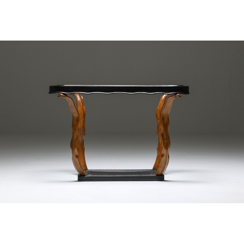 Vintage Art Deco occasional table with glass top by Paolo Buffa, Italian