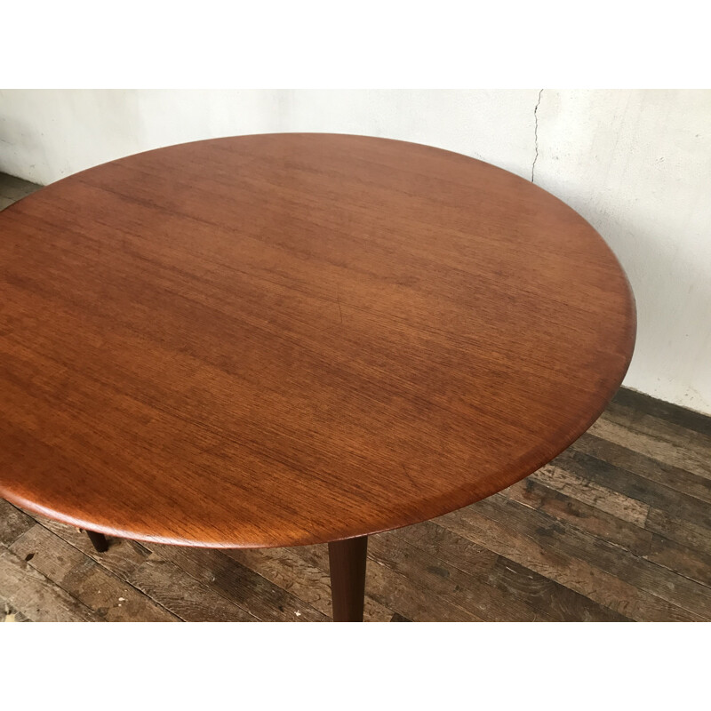 Vintage round teak table, Scandinavian 1960s