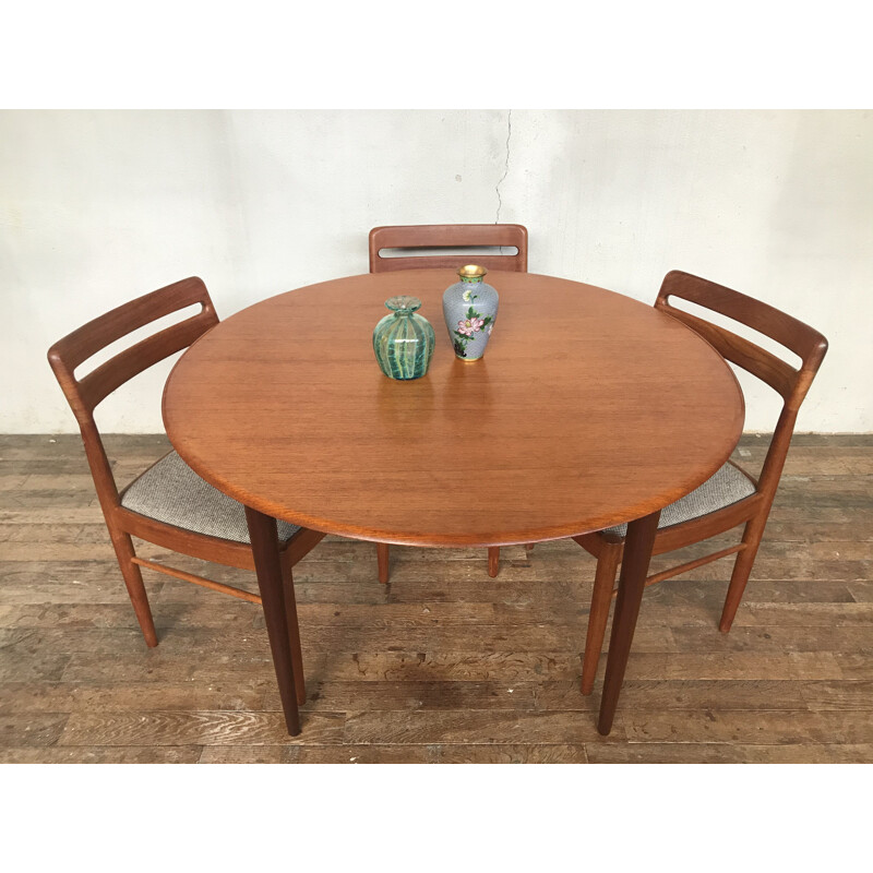 Vintage round teak table, Scandinavian 1960s