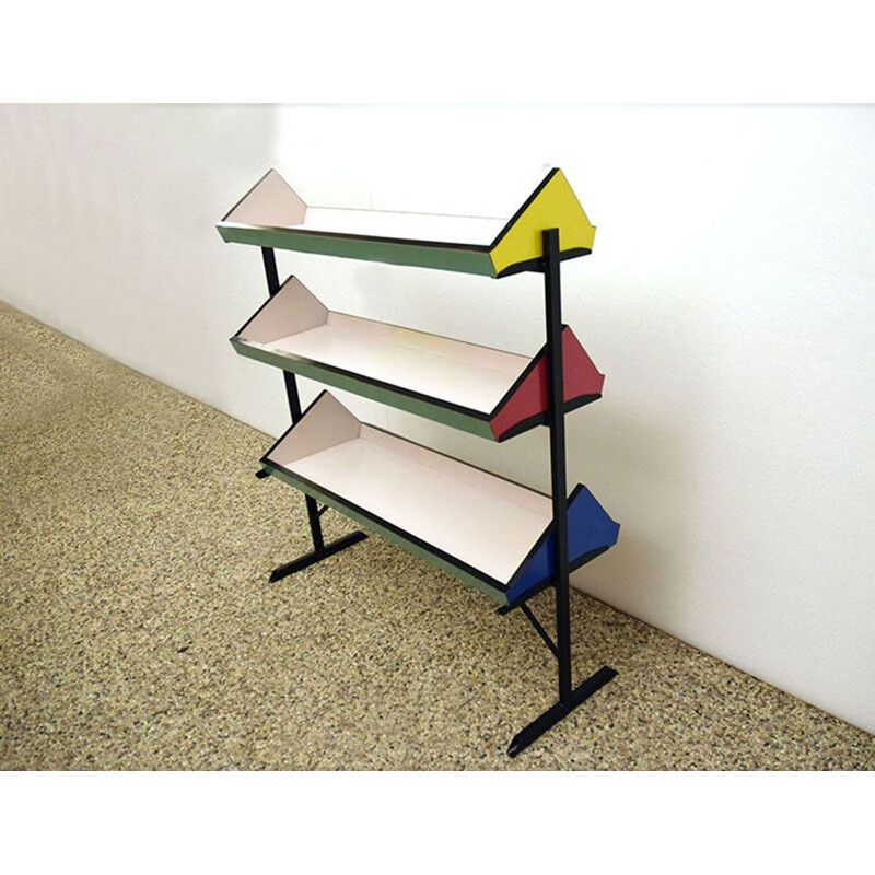 Vintage Bookshelf in colored formica, Italian 1950s