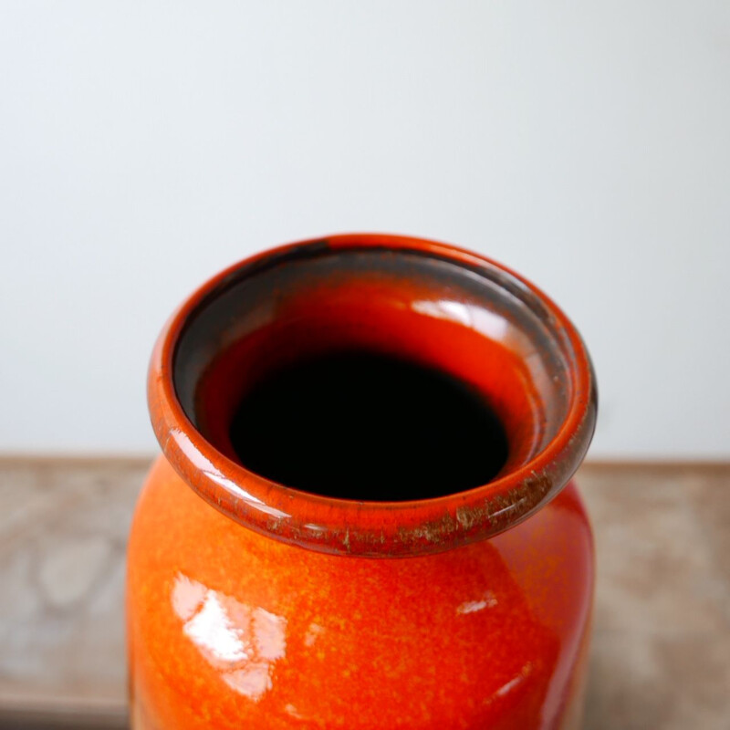 Vintage Orange Ceramic Vase, German 1960s