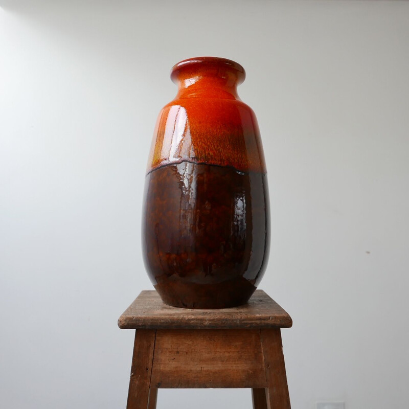 Vintage Orange Ceramic Vase, German 1960s