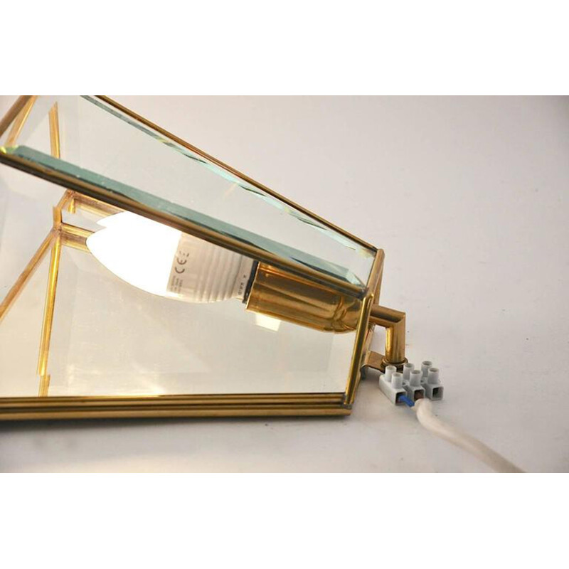 Pair of Crystal Arte wall lamps in glass and brass - 1960s