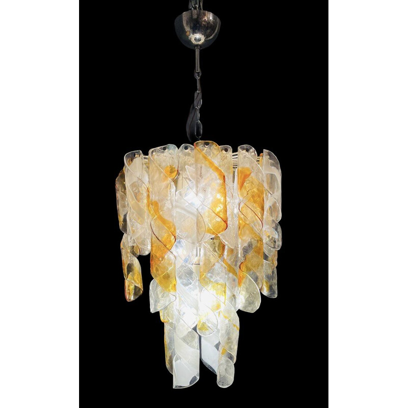 Vintage Murano Glass Twisted Spiral Chandelier, 1970s