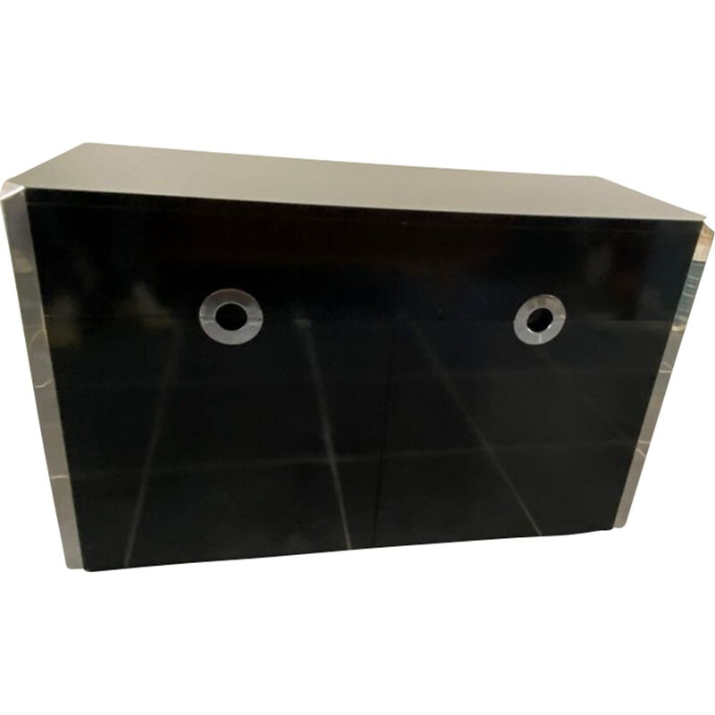 Vintage black lacquered sideboard Willy Rizzo by Mario Sabot for Pierre Cardin 1973s
