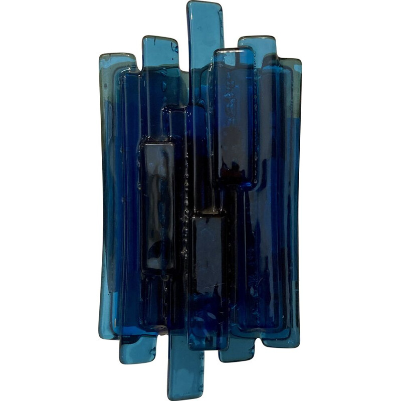 Applique vintage en verre Murano bleue 1950