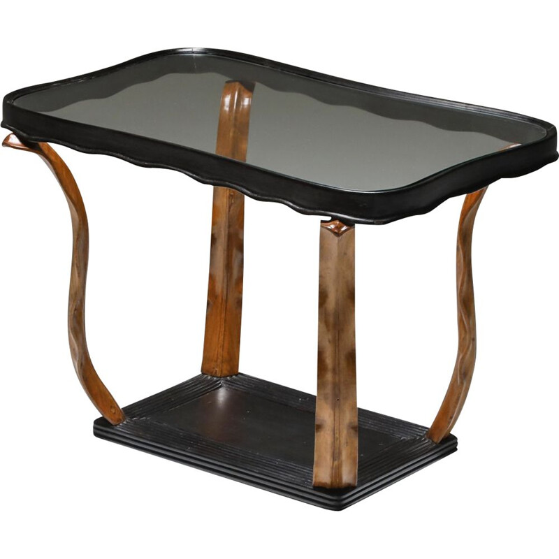 Vintage Art Deco occasional table with glass top by Paolo Buffa, Italian