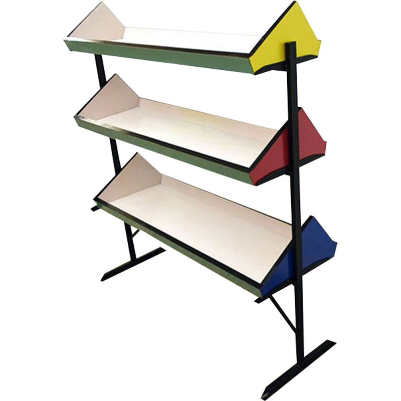 Vintage Bookshelf in colored formica, Italian 1950s