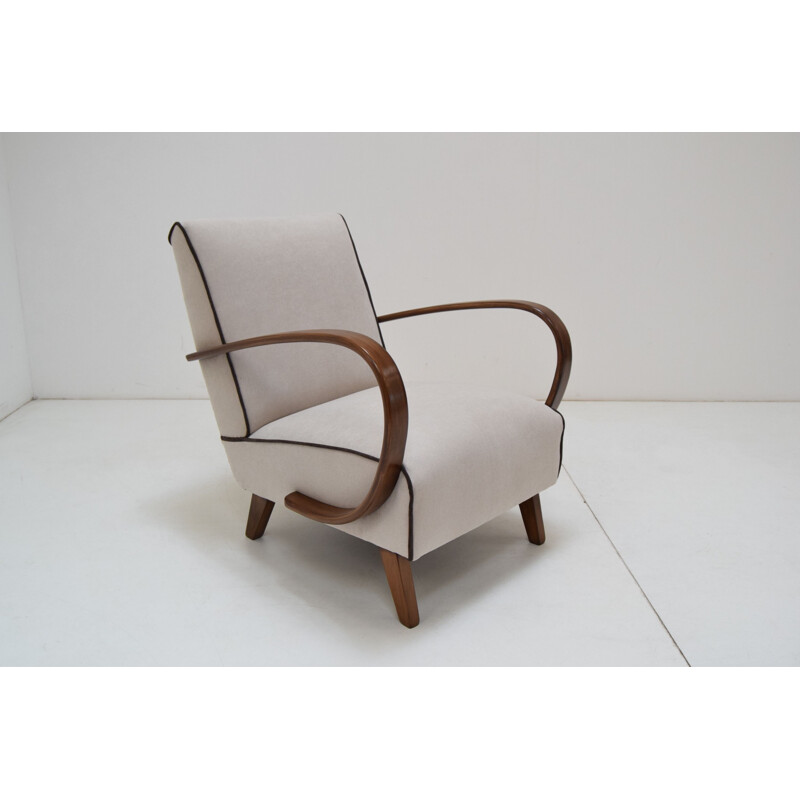 Vintage Armchair and Tabouret by Jindrich Halabala, 1950s