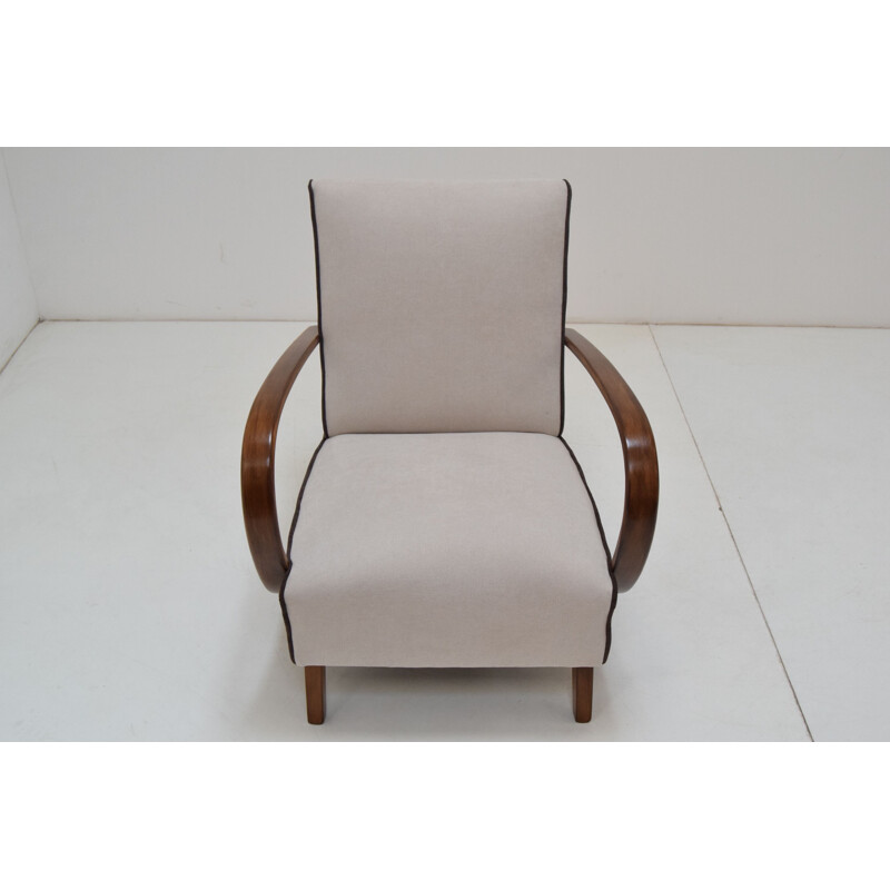 Vintage Armchair and Tabouret by Jindrich Halabala, 1950s