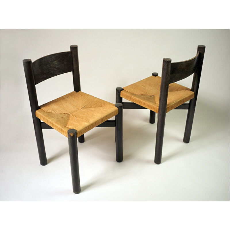 Pair of Steph Simon "Méribel" chairs in ashwood, Charlotte PERRIAND - 1950s