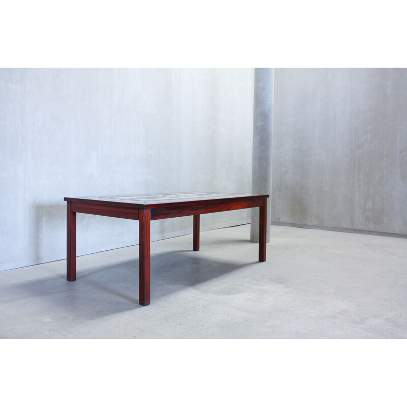 Vintage coffee table in rosewood and tiles, Denmark 1976