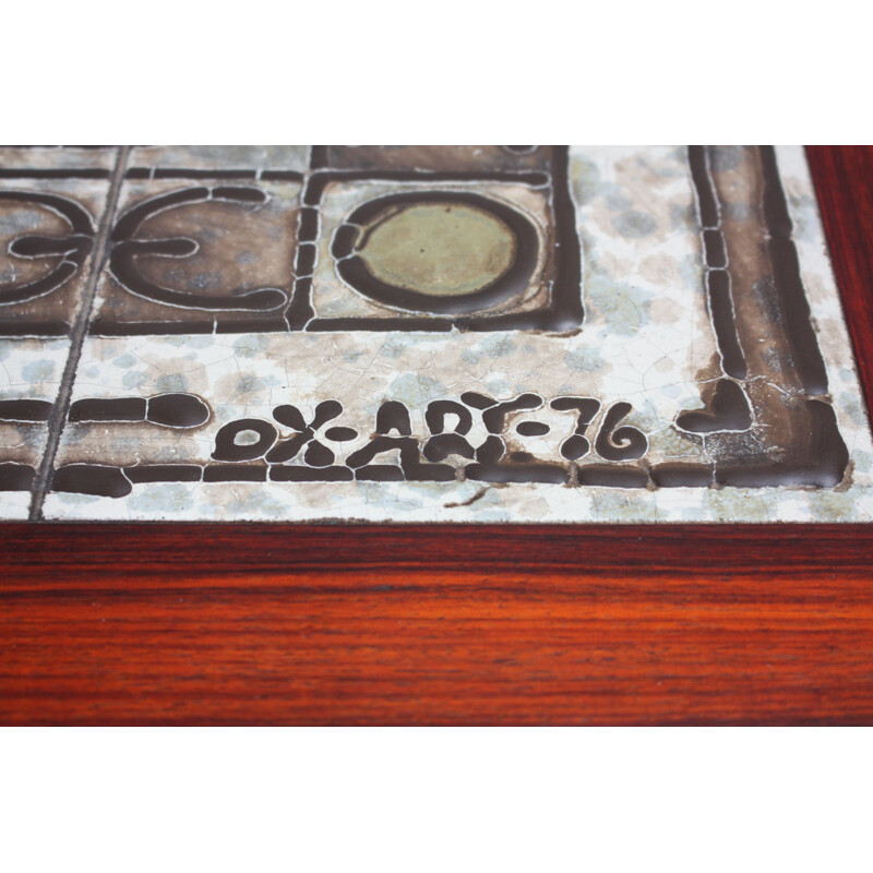 Vintage coffee table in rosewood and tiles, Denmark 1976