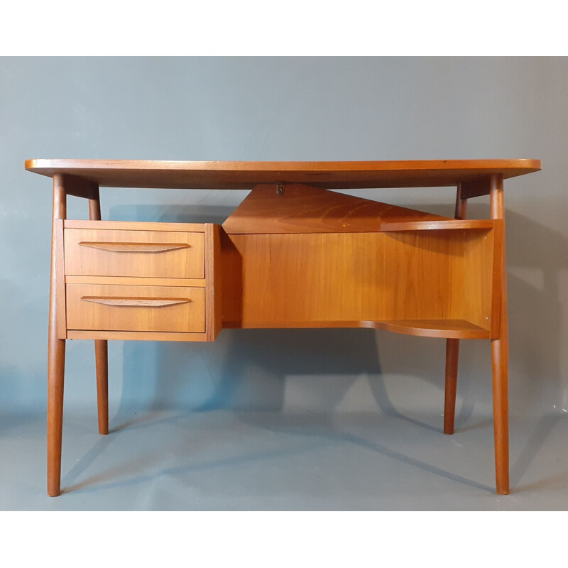 Vintage teak desk by Gunner Nielsen for Tibergaard, Denmark 1960