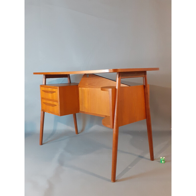 Vintage teak desk by Gunner Nielsen for Tibergaard, Denmark 1960