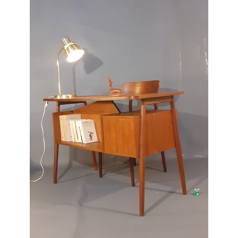 Vintage teak desk by Gunner Nielsen for Tibergaard, Denmark 1960