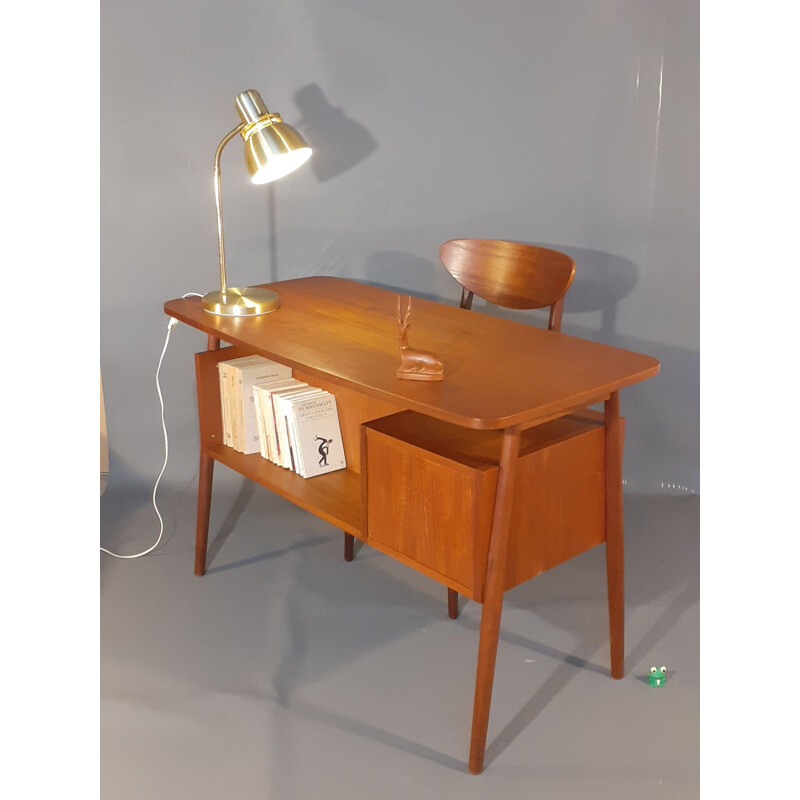 Vintage teak desk by Gunner Nielsen for Tibergaard, Denmark 1960