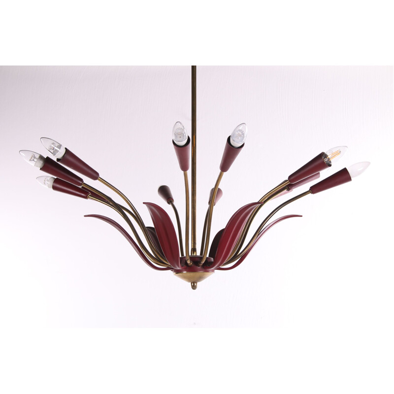 Mid Century Chandelier red French 1960s