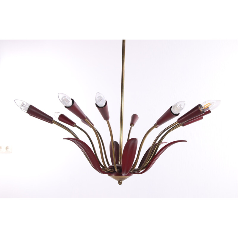 Mid Century Chandelier red French 1960s