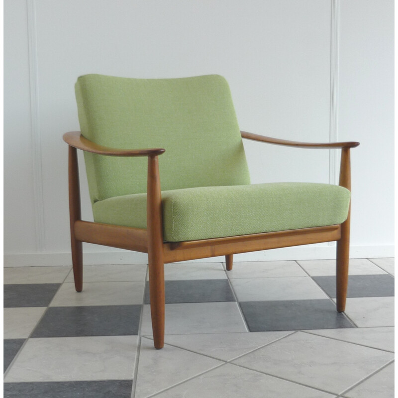 Easy chair in green fabric, Walter KNOLL - 1960s 