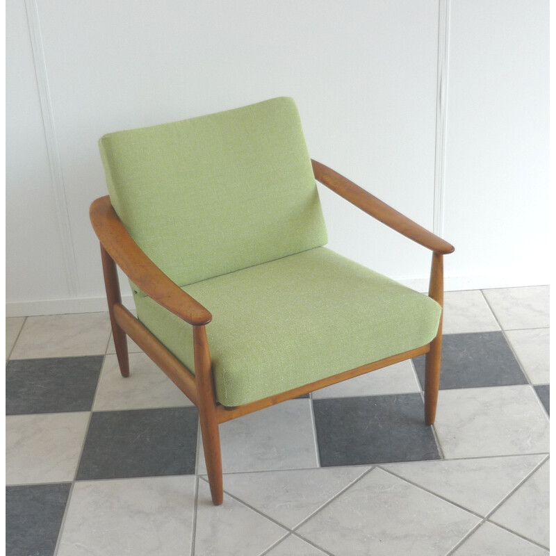 Easy chair in green fabric, Walter KNOLL - 1960s 