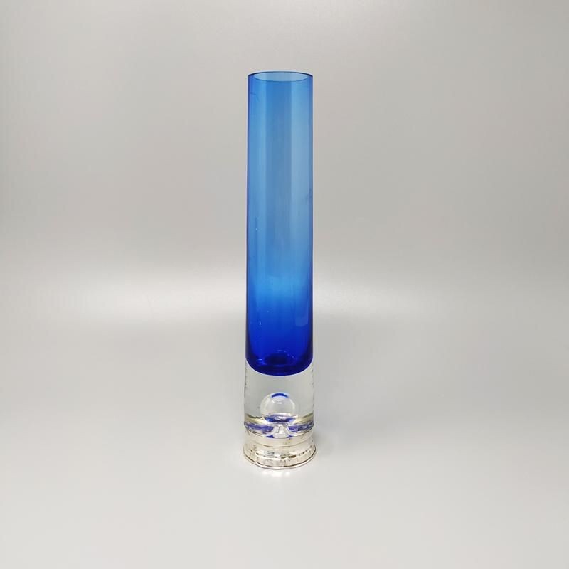 Blaue Vintage-Vase aus Muranoglas, Italien 1960