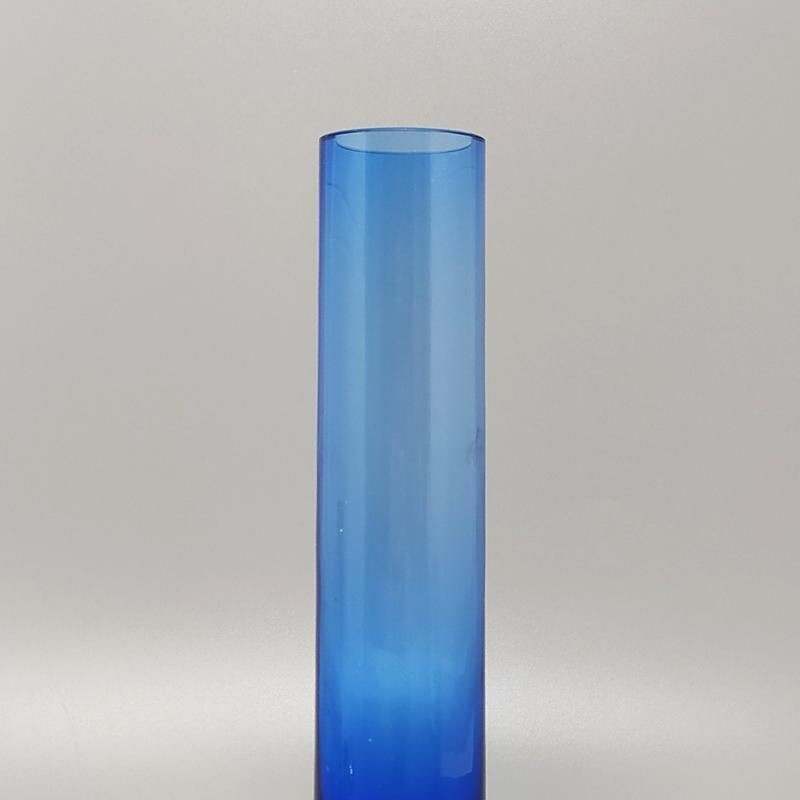 Vaso de vidro Vintage Murano azul, Itália 1960