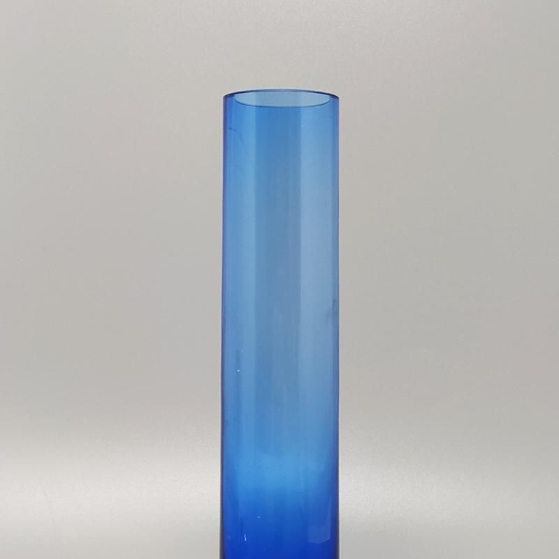 Vaso vintage in vetro di Murano blu, Italia 1960