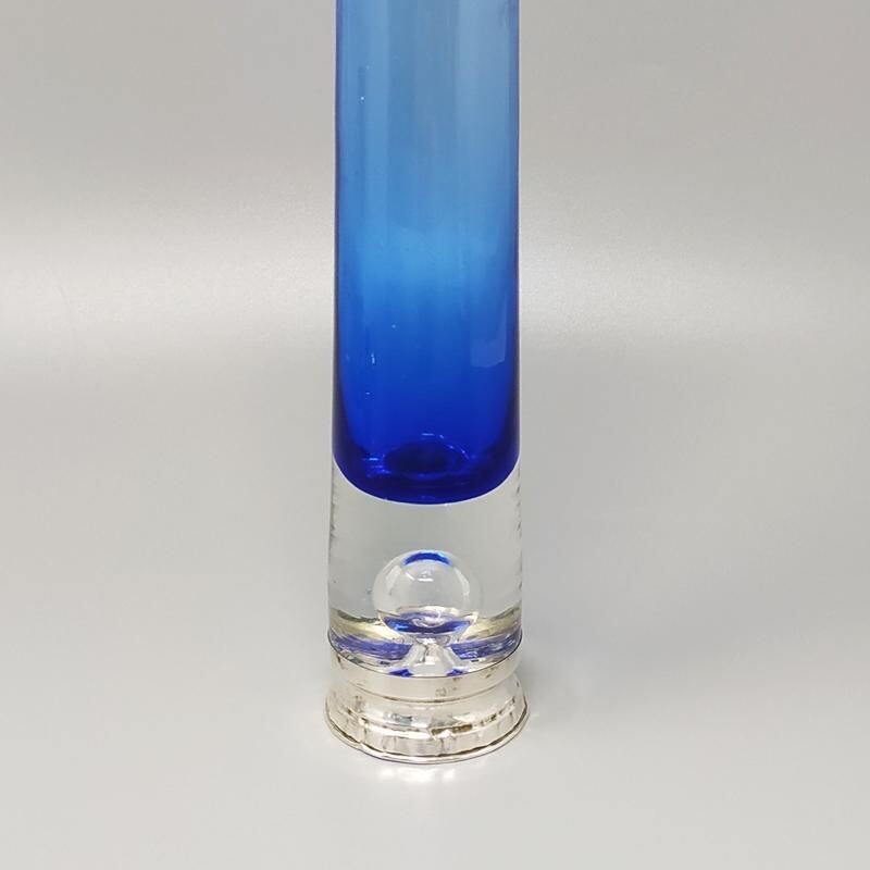 Vintage blue Murano glass vase, Italy 1960