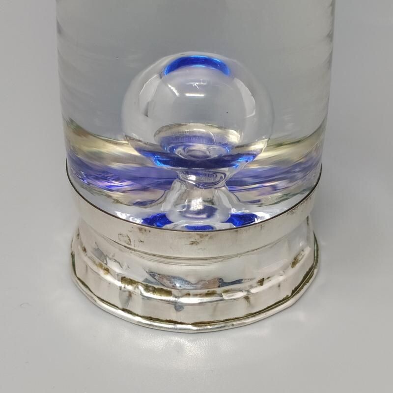 Vaso vintage in vetro di Murano blu, Italia 1960