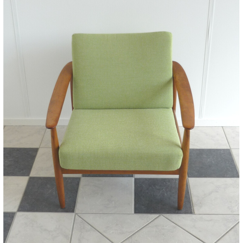 Easy chair in green fabric, Walter KNOLL - 1960s 