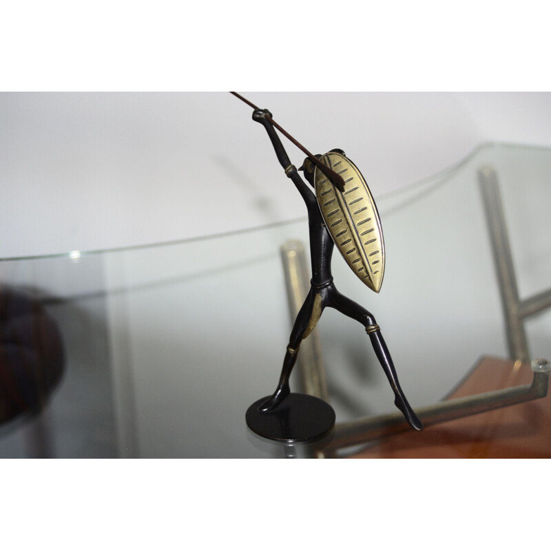 Vintage patinated bronze sculture by Richard Rohac