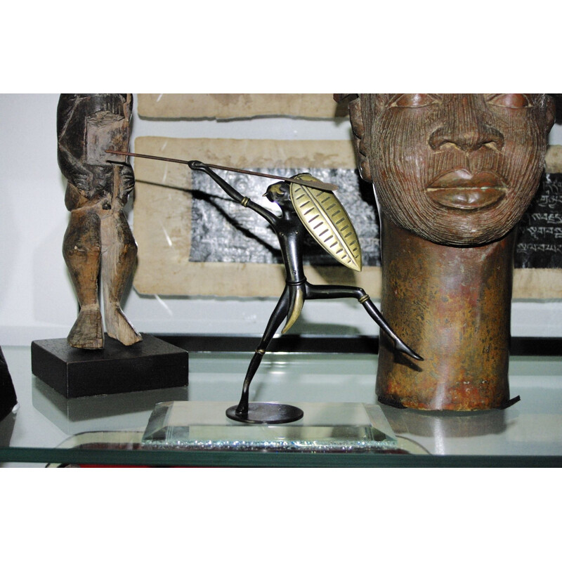 Vintage patinated bronze sculture by Richard Rohac