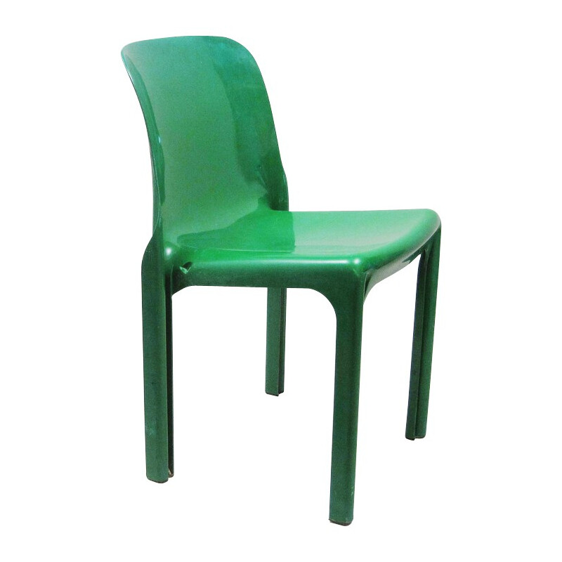 6 vintage green chairs, Vico MAGISTRETTI - 1970s