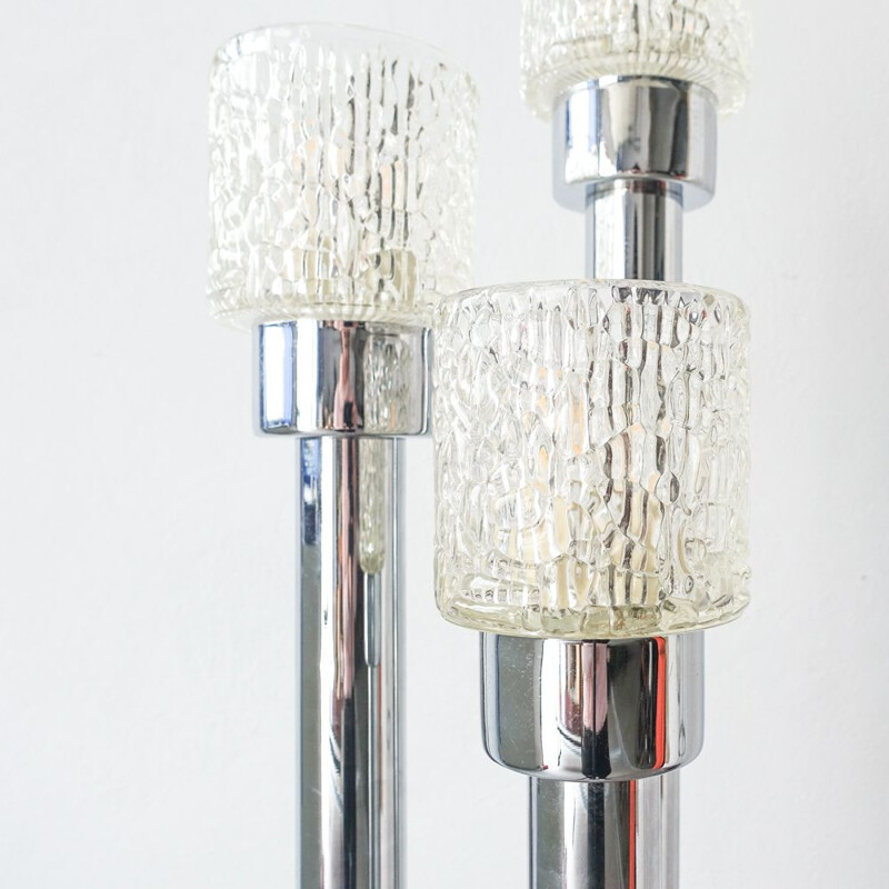 Vintage glass and chrome floor lamp 1970