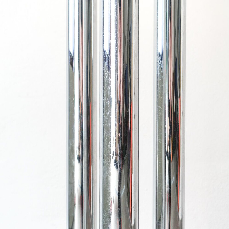 Lampadaire vintage en verre et chrome 1970