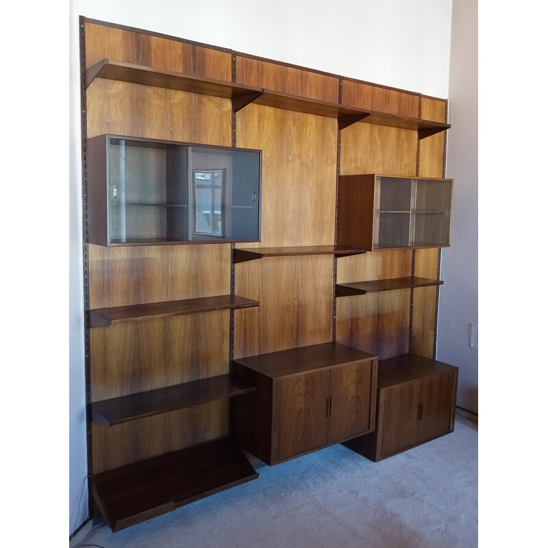 Vintage original wall unit system in rosewood from Kai Kristiansen for FM Mobler